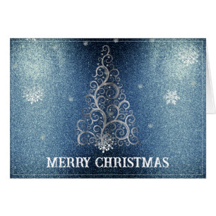 Christmas Tree Glitter and Snowflakes   Blue