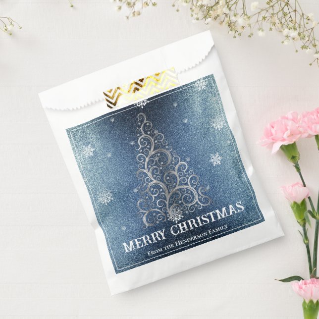 Christmas Tree Glitter and Snowflakes | Blue Favour Bag (Sealed)