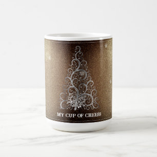 Christmas Tree Glitter and Snowflakes   Gold Coffee Mug