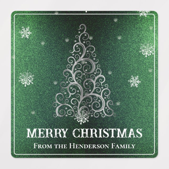Christmas Tree Glitter and Snowflakes | Green (Design 1)