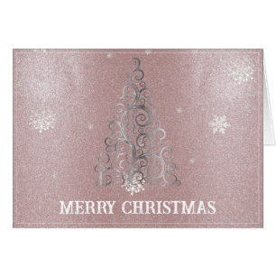 Christmas Tree Glitter and Snowflakes Pink