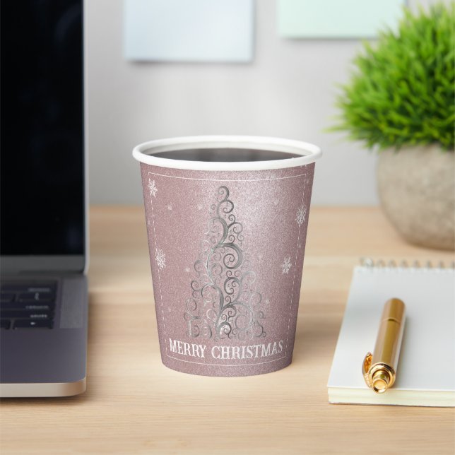 Christmas Tree Glitter and Snowflakes | Pink Paper Cups (Insitu)
