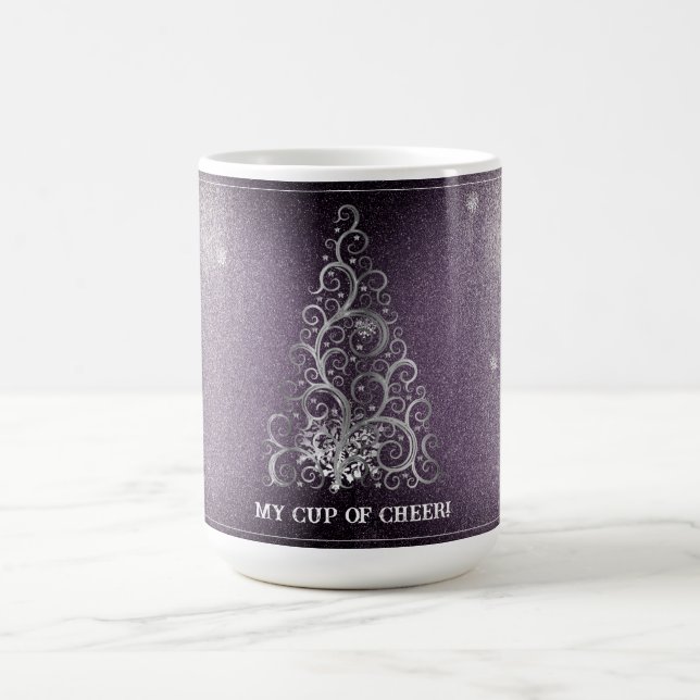 Christmas Tree Glitter and Snowflakes | Purple Coffee Mug (Center)