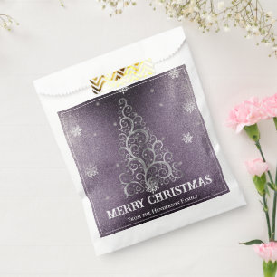 Christmas Tree Glitter and Snowflakes   Purple Favour Bag