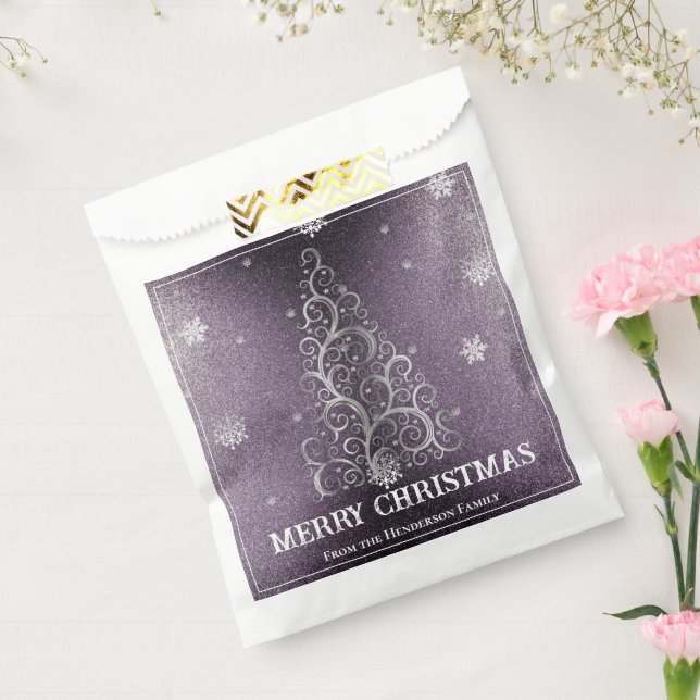 Christmas Tree Glitter and Snowflakes | Purple Favour Bag (Sealed)