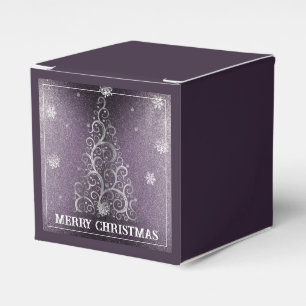 Christmas Tree Glitter and Snowflakes   Purple Favour Box