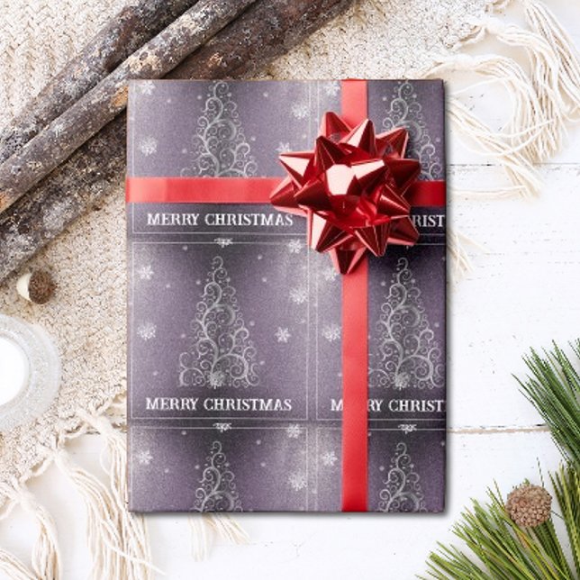 Christmas Tree Glitter and Snowflakes | Purple Wrapping Paper (Creator Uploaded)