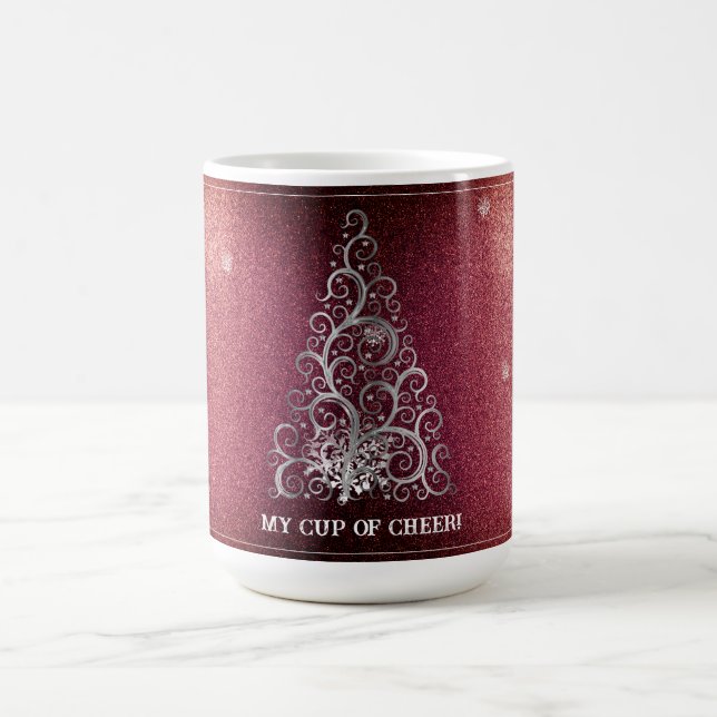Christmas Tree Glitter and Snowflakes | Red Coffee Mug (Center)