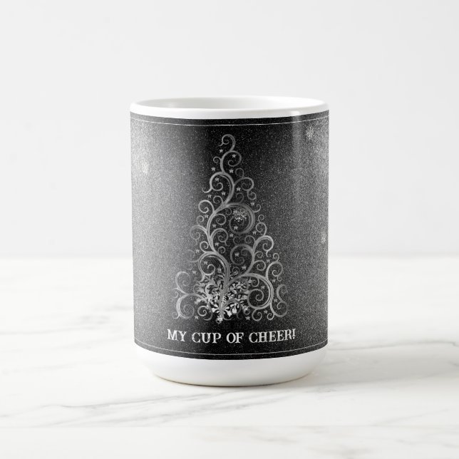 Christmas Tree Glitter and Snowflakes | Silver Coffee Mug (Center)