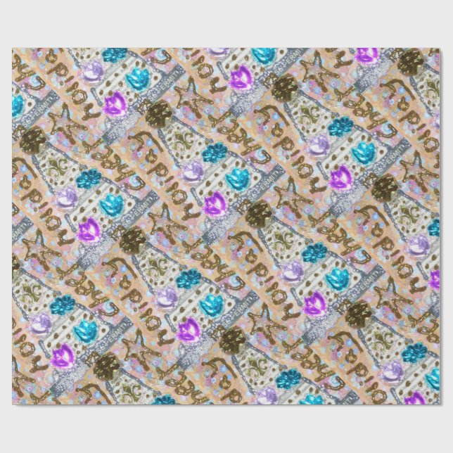 cHRISTMAS Tree glitter collage Wrapping Paper (Flat)