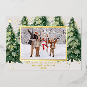 Christmas Tree Glitter Photo Christmas Foil Holiday Card