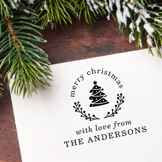 Christmas Tree Globe Merry Christmas Greeting Self-inking Stamp (Creator Uploaded)