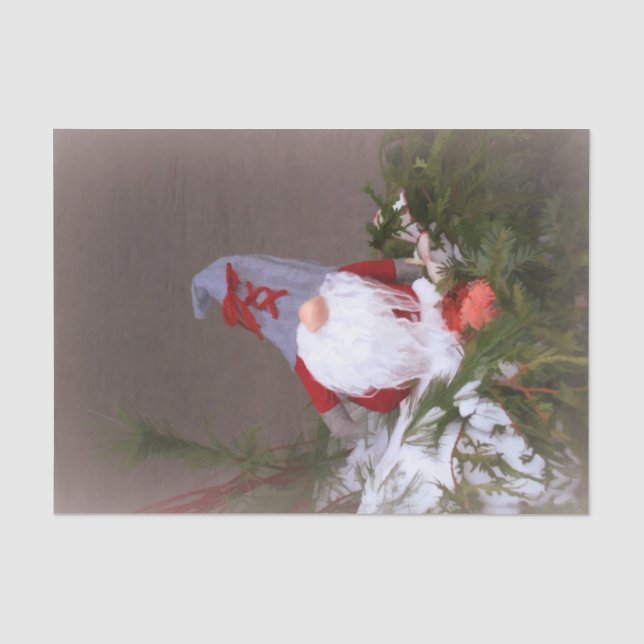 Christmas Tree Gnome Cute Red Holiday Tissue Paper (Front)