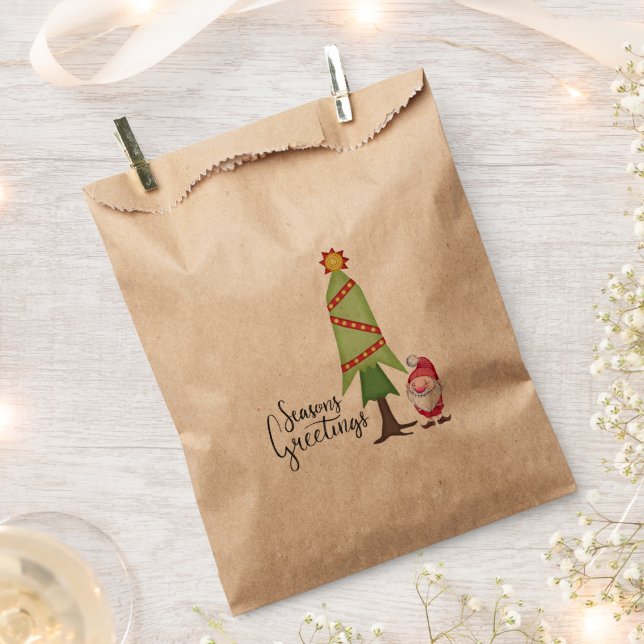 Christmas Tree & Gnome Favour Bag (Clipped)