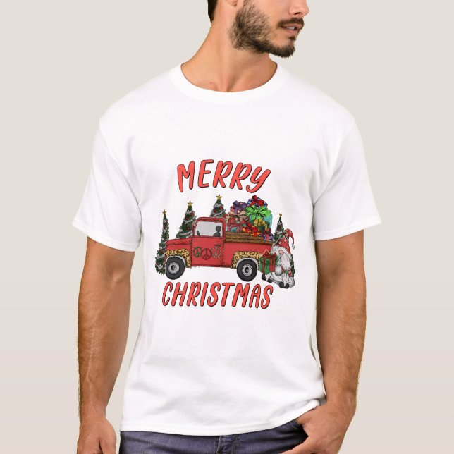 Christmas Tree Gnome Truck T-Shirt (Front)