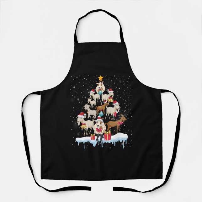 Christmas Tree Goats T Shirt Apron (Front)