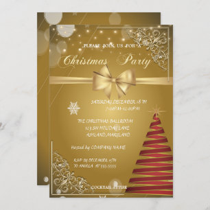 Christmas Tree, Gold Bow,CorporateChristmas Party Invitation