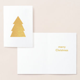 Christmas Tree Gold Foil Merry White Card