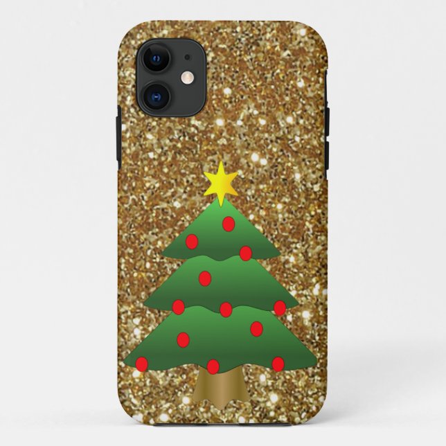 Christmas Tree gold Glitter Case-Mate iPhone Case (Back)