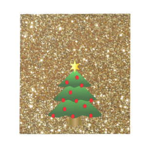 Christmas Tree gold Glitter Notepad