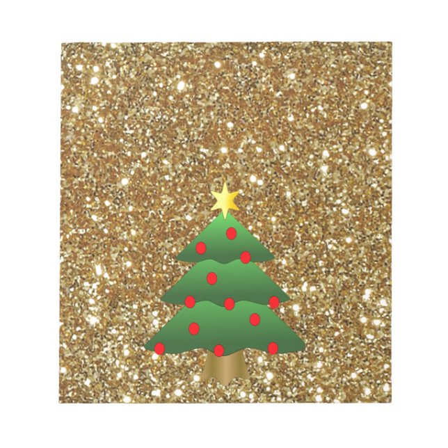 Christmas Tree gold Glitter Notepad (Front)