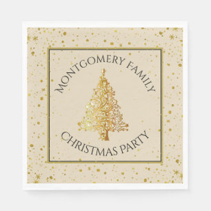 Christmas Tree, Gold, Party,  Napkin