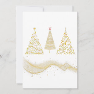 christmas tree gold seasonal invitation