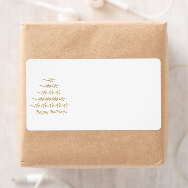 Christmas Tree gold white blank Return Address (Insitu)