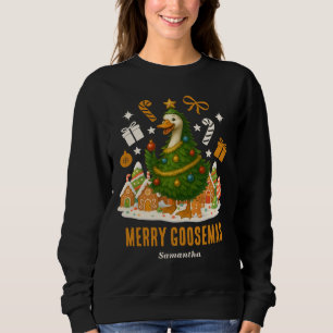 Christmas Tree Goose   Funny Holiday Sweatshirt