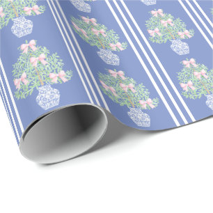 Christmas tree grandmillennial preppy chinoiserie wrapping paper