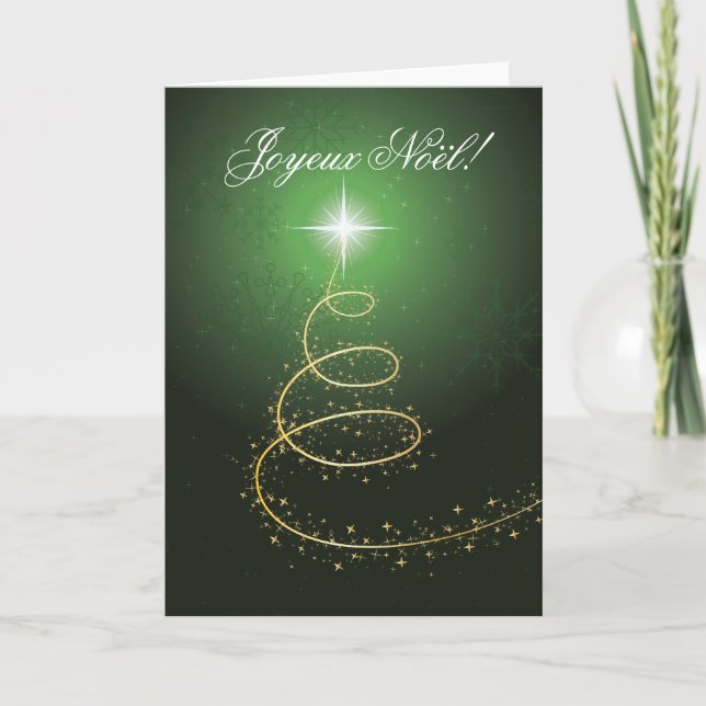 Christmas Tree Green Abstrait maps Holiday Card (Front)