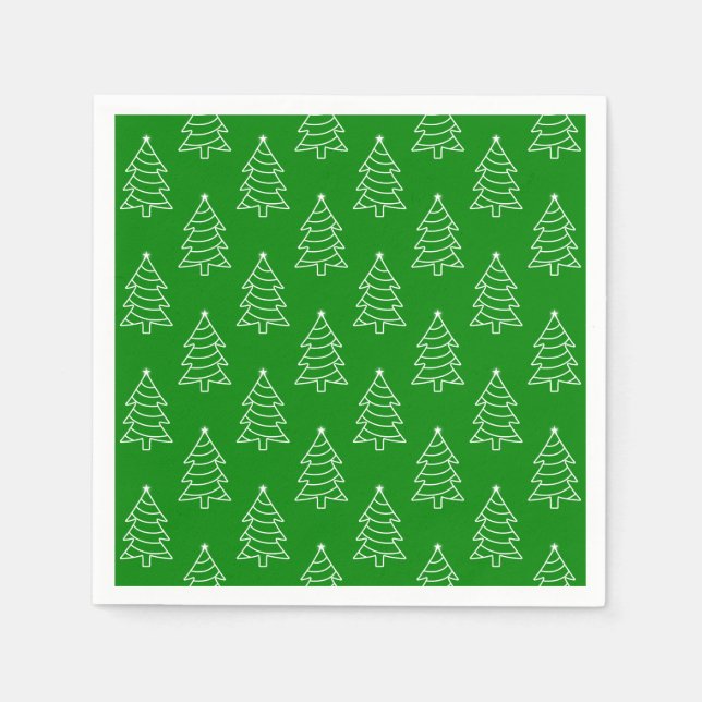 Christmas Tree Green Background Paper Napkin (Front)