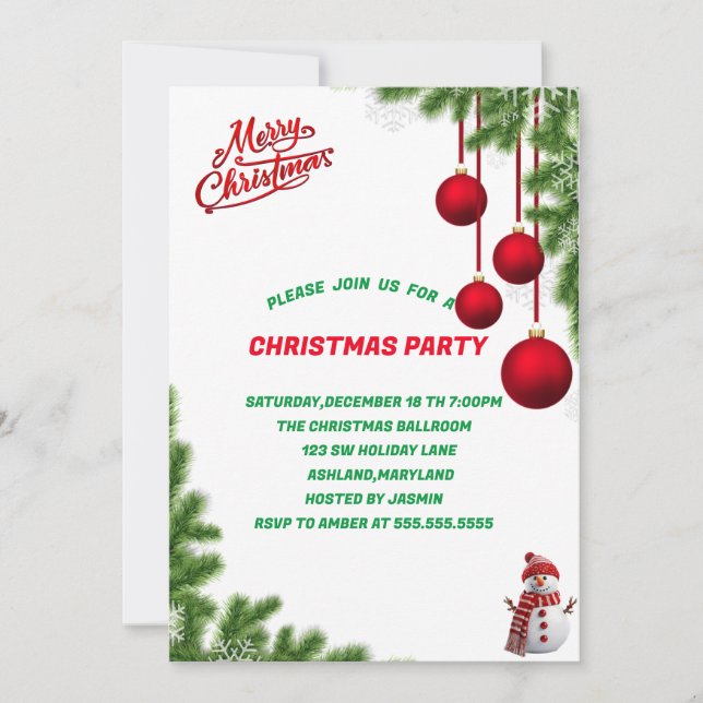 Christmas Tree,Green Christmas Party invitation (Front)