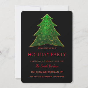 Christmas tree green, elegantly chic invitation