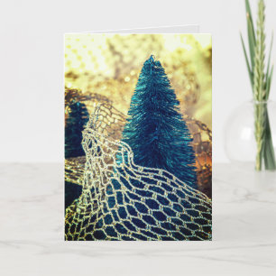 Christmas tree green gold Bible text Jesus birth Thank You Card