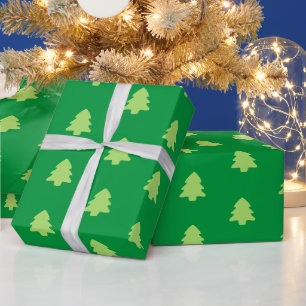 Christmas Tree Green & Light Green Pattern Wrapping Paper