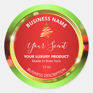 Christmas Tree Green Red Gold Product Labels
