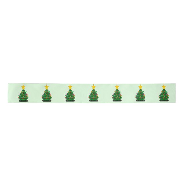 Christmas Tree Green Ribbon Satin Ribbon (Front)