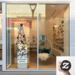 Christmas Tree Greeting Merry Everything Custom<br><div class="desc">Winter holiday window decor which you can personalise with your business name, family name or marketing message, for example. This design features a stylised christmas tree, made up of snowflakes, stars and flowers. The base of the christmas tree is lettered with "we wish you a merry christmas and a merry...</div>