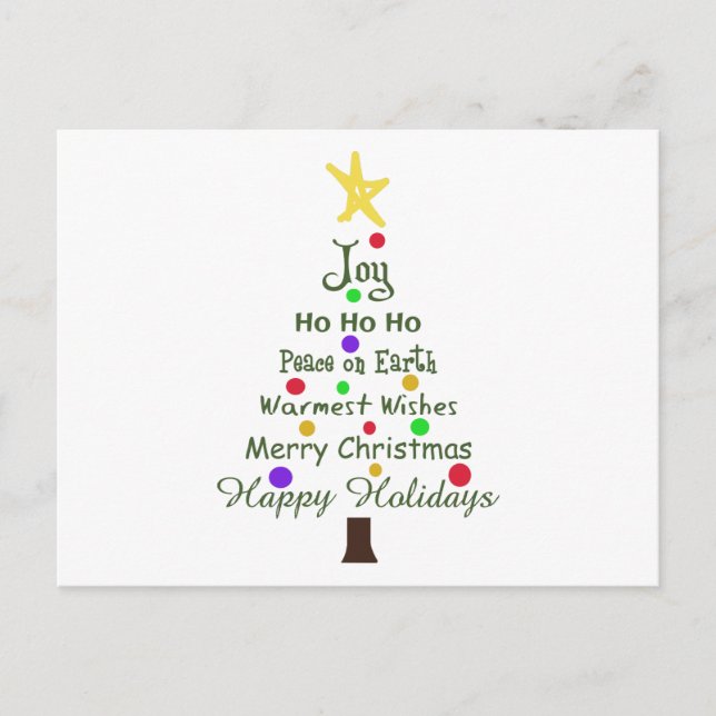 Christmas Tree Greetings Postcard (Front)