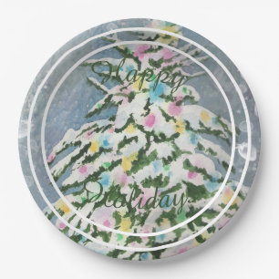 Christmas Tree Happy Holiday Party Paper Plate