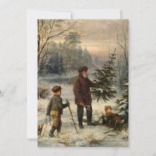 Christmas Tree Harvesting Vintage Victorian Era Holiday Card