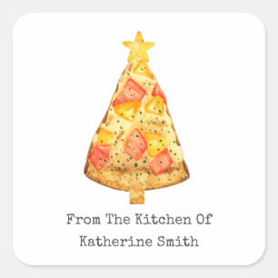 Christmas Tree Hawaiian Pizza From The Kitchen Of  Square Sticker