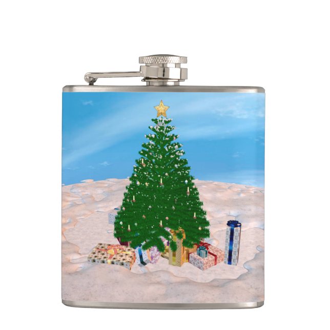 Christmas Tree Hip Flask (Front)