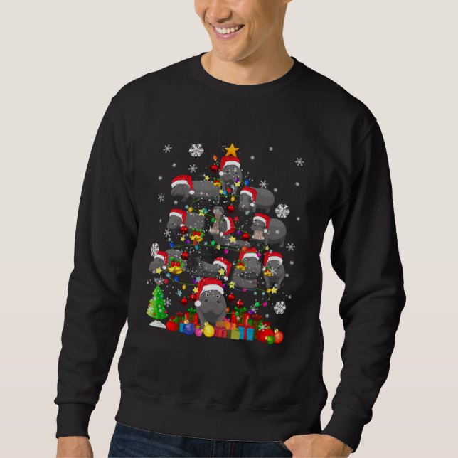 Christmas Tree Hippo Christmas Santa Animal Sweatshirt (Front)