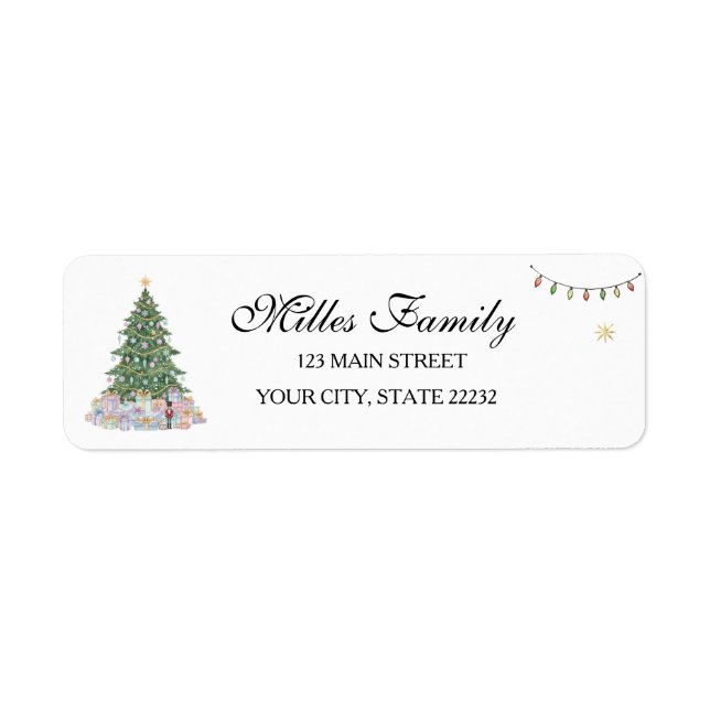 Christmas Tree  Holiday  Address Label Return Address Label (Front)