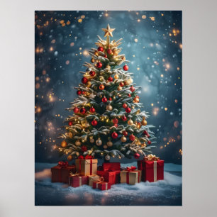 Christmas Tree Holiday Digital Art Design Poster