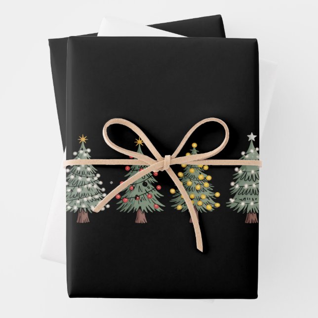 Christmas Tree Holiday Gift Winter  Wrapping Paper Sheet (In situ)