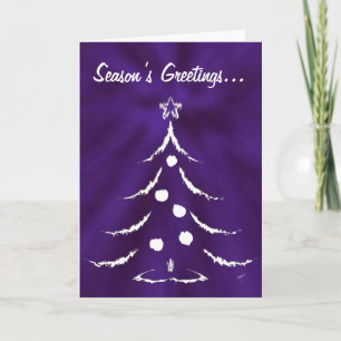 Christmas Tree Holiday Greeting Card, White/Purple Card