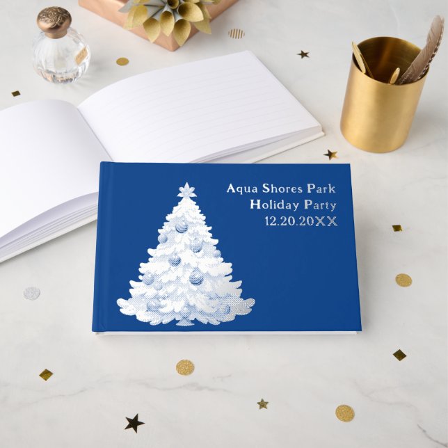 Christmas Tree Holiday Party Foil Guest Book (Front Open)